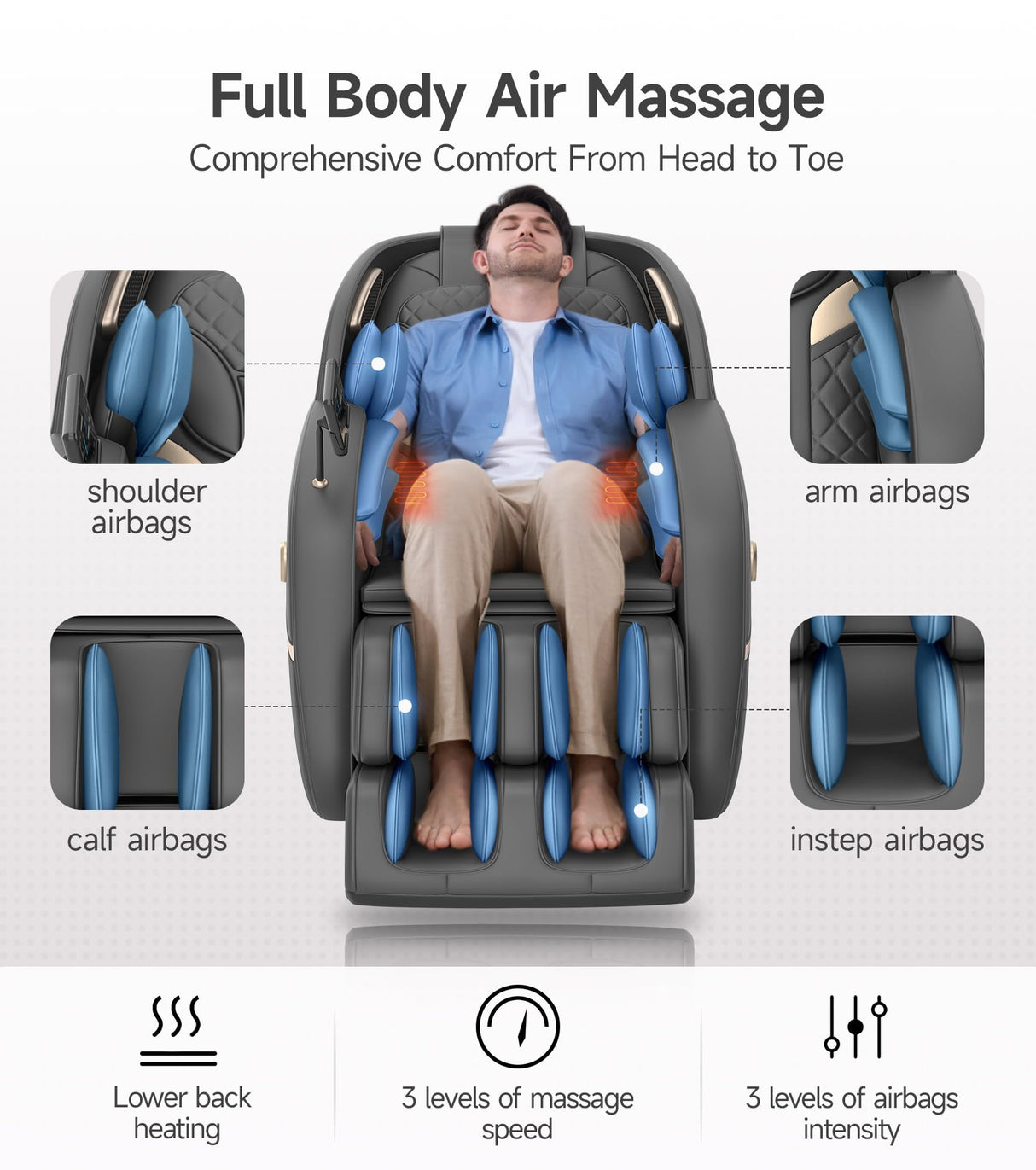 Real Relax 3D Massage Chair Full Body SL-Track, Zero Gravity Recliner with 16 Massage Modes, Body Scan, Wasit Heating, Foot Rollers, Bluetooth, Favor-22 Black Real Relax