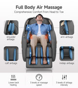 Real Relax 3D Massage Chair Full Body SL-Track, Zero Gravity Recliner with 16 Massage Modes, Body Scan, Wasit Heating, Foot Rollers, Bluetooth, Favor-22 Black Real Relax