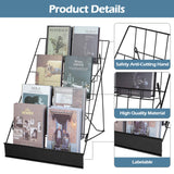 ybaymy 6-Tier 18" Wide Metal Wire Magazine Rack,Table Top Book Display Stand with Sign Channel,Collapsible Commercial Display Holder for Comic,Greeting Card,Literature,Trade Show,Art Print ybaymy