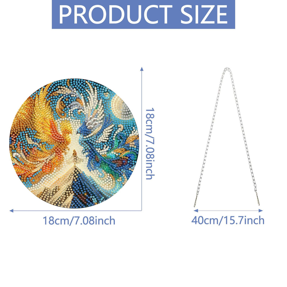 AIBOERL Phoenix Diamond Painting Pendant Kits,5D Diamond Art Diamond Painting Hanging Kits,7.17"X7.17"DIY Diamonds Painting Suncatcher Pendant Kit for Adults for Gift Wall Home Decor AIBOERL