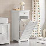 SoBuy Bathroom Laundry Cabinet Tilt-Out Hamper Unit Hidden Basket Organizer with Sliding Drawer Freestanding Narrow Sorter, White BZR73-W SoBuy
