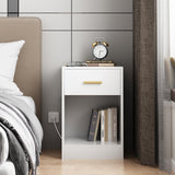 LAPTAIN Nightstand with Charging Station, End Side Table with Storage Drawer and Open Cabinet, Bedside Table for Bedroom, White LAPTAIN