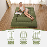 Zelladorra Japanese Floor Mattress, Futon Mattress with Portable Storage Bag, Roll Up Mattress Thick Tatami Mattress Suitable for Camping, Guest Room, Green, Twin Zelladorra