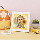 ajepon Monkey Diamond Art Kits for Kids with Frame, Animal Diamond Art for Kids Ages 8-12, Monkeys Diamond Painting Kits for Kid with Beautiful Package for Gift Home Wall Decor (7x7inch) ajepon