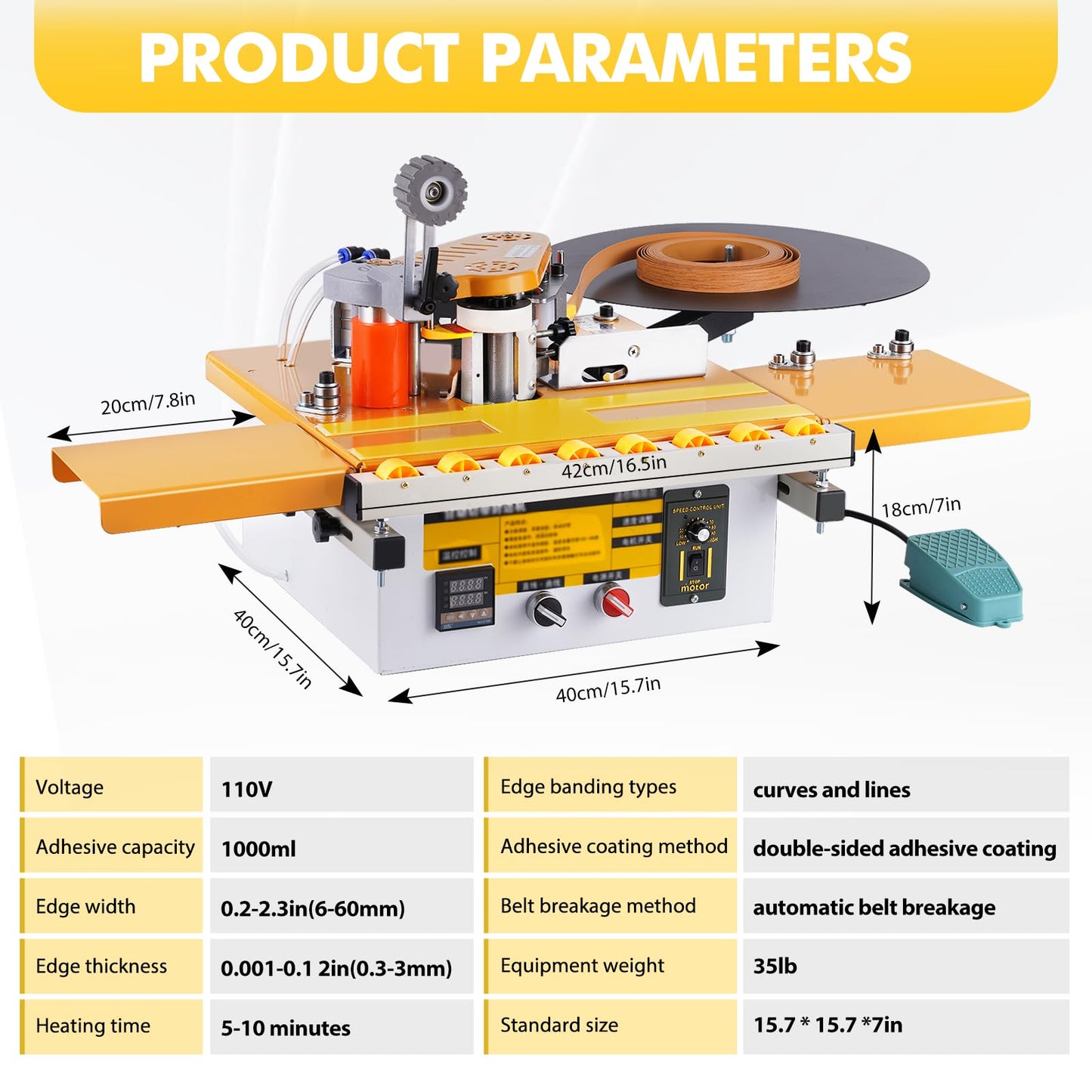 YUCHENGTECH Edge Bander Banding Machine Automatic Tape Breaking Portable Edge Banding Machine Curve Straight Edge Bander With Microcomputer Intelligent Temperature Control (110, Volts (AC)) - WoodArtSupply