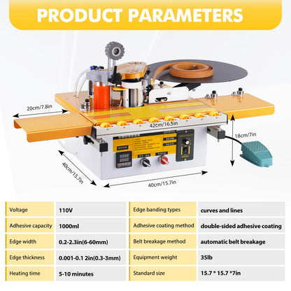 YUCHENGTECH Edge Bander Banding Machine Automatic Tape Breaking Portable Edge Banding Machine Curve Straight Edge Bander With Microcomputer Intelligent Temperature Control (110, Volts (AC)) - WoodArtSupply