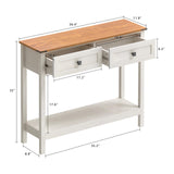 Trironsun Farmhouse Console Table with 2 Drawer for Entryway Rustic Sofa Table with Open Storage Shelf Hallway Table with Wooden Frame for Bedroom Living Room Trironsun