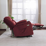 MCombo Small Power Lift Recliner Chair with Massage and Heat for Petite People, Cup Holders, USB Ports, Side Pockets, Fabric 7569 (Small-Regular, Burgundy) MCombo