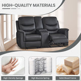 Consofa Reclining Loveseat with Console, Manual Loveseat Recliner Sofa, Wall Hugger Double Reclining Loveseat with Side Pockets & Cup Holders for Living Room, Office, Home Theater Consofa