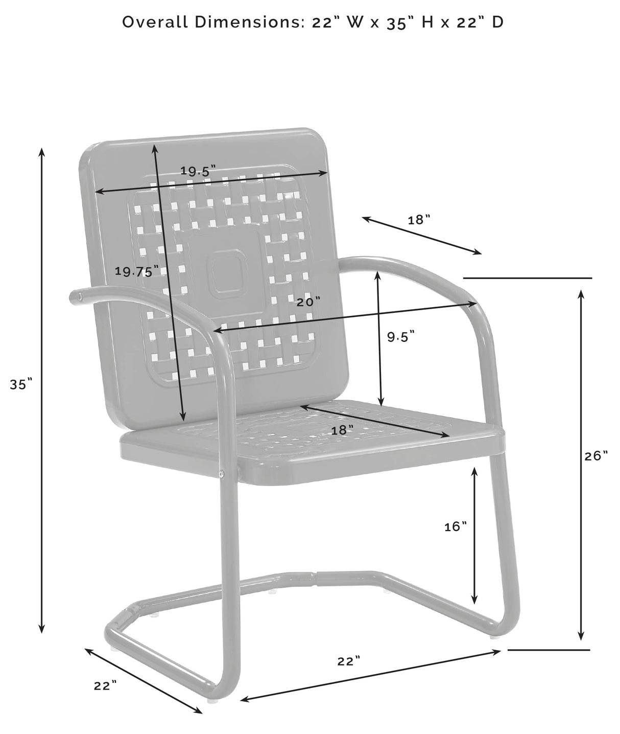 Crosley Furniture Bates 2-Piece Outdoor Chair Set, Retro Metal Patio Chairs for Dining, Porch, Deck, Balcony, Turquoise Gloss Crosley Furniture