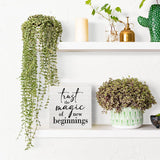 Inspirational Quotes Sign Desk Decor Wooden Box Sign Housewarming Gift Rustic Wood Block Plaque Box Sign for Home Farmhouse Office Kitchen Bathroom Shelf Table Decoration Magic of New Beginnings Sign HTBIG