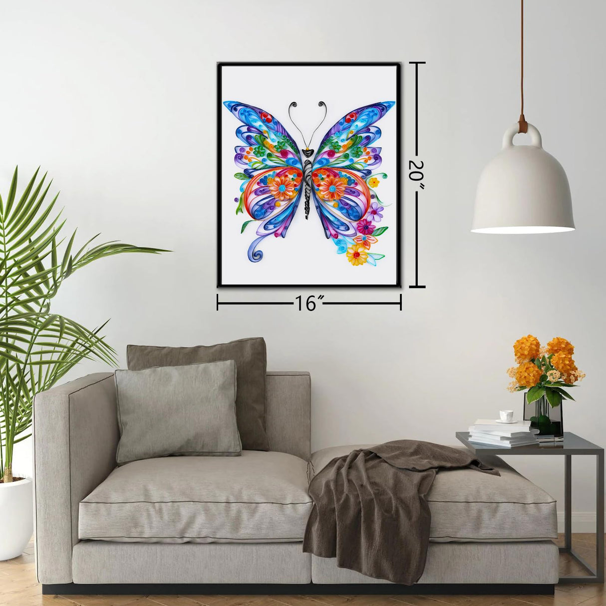 Uniquilling Quilling Kit, Paper Quilling Kits, 16 * 20-in Butterfly Paper Filigree Kits with Quilling Tools& Using Manual, DIY Quilling Artwork Modern Wall Art for Living Room Uniquilling