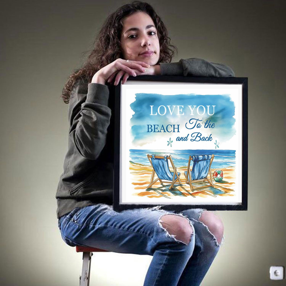 Beaudio Love Words Series Diamond Painting Kits for Adults- Words of Love You to The Beach - DIY Round Full Drill 5D Diamond Art for Home Wall Decor (11.8x11.8inch) Beaudio