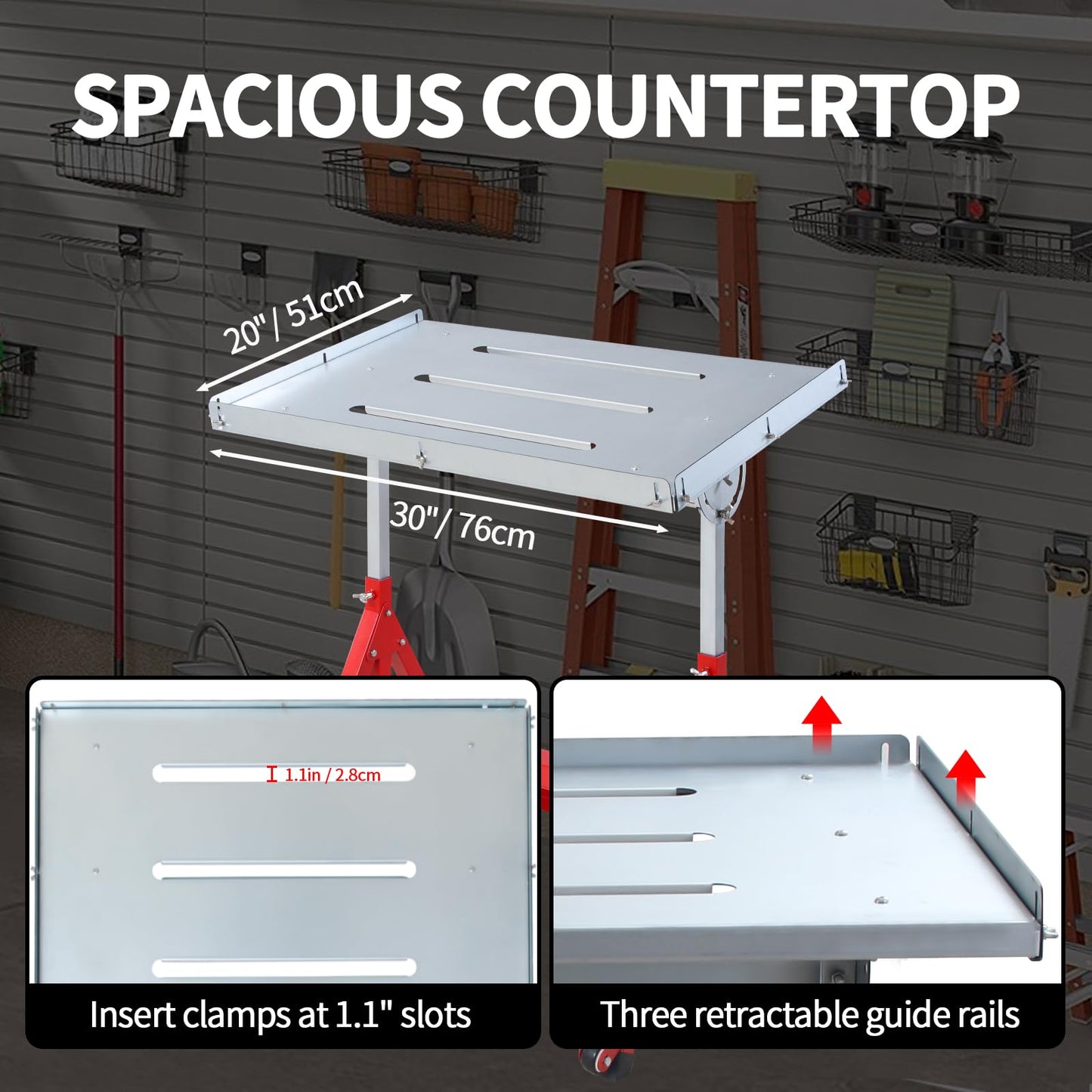 KODOM Steel Welding Table 30"x20", 400Lbs Load Capacity Welding Workbench Table, Folding Work Bench with Three 1.1'' Tabletop Slots, Adjustable Height&Angle, Retractable Guide Rails - WoodArtSupply