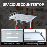 KODOM Steel Welding Table 30"x20", 400Lbs Load Capacity Welding Workbench Table, Folding Work Bench with Three 1.1'' Tabletop Slots, Adjustable Height&Angle, Retractable Guide Rails KODOM