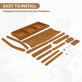 2-Person HIPS Outdoor Benches, Weatherproof Garden Bench with 800 lbs Weight Capacity, Artificial Wood Grains, Never Rot or Fade, Patio Benches for Garden, Porch, Balcony, Backyard,Park, Brown Sunnibety