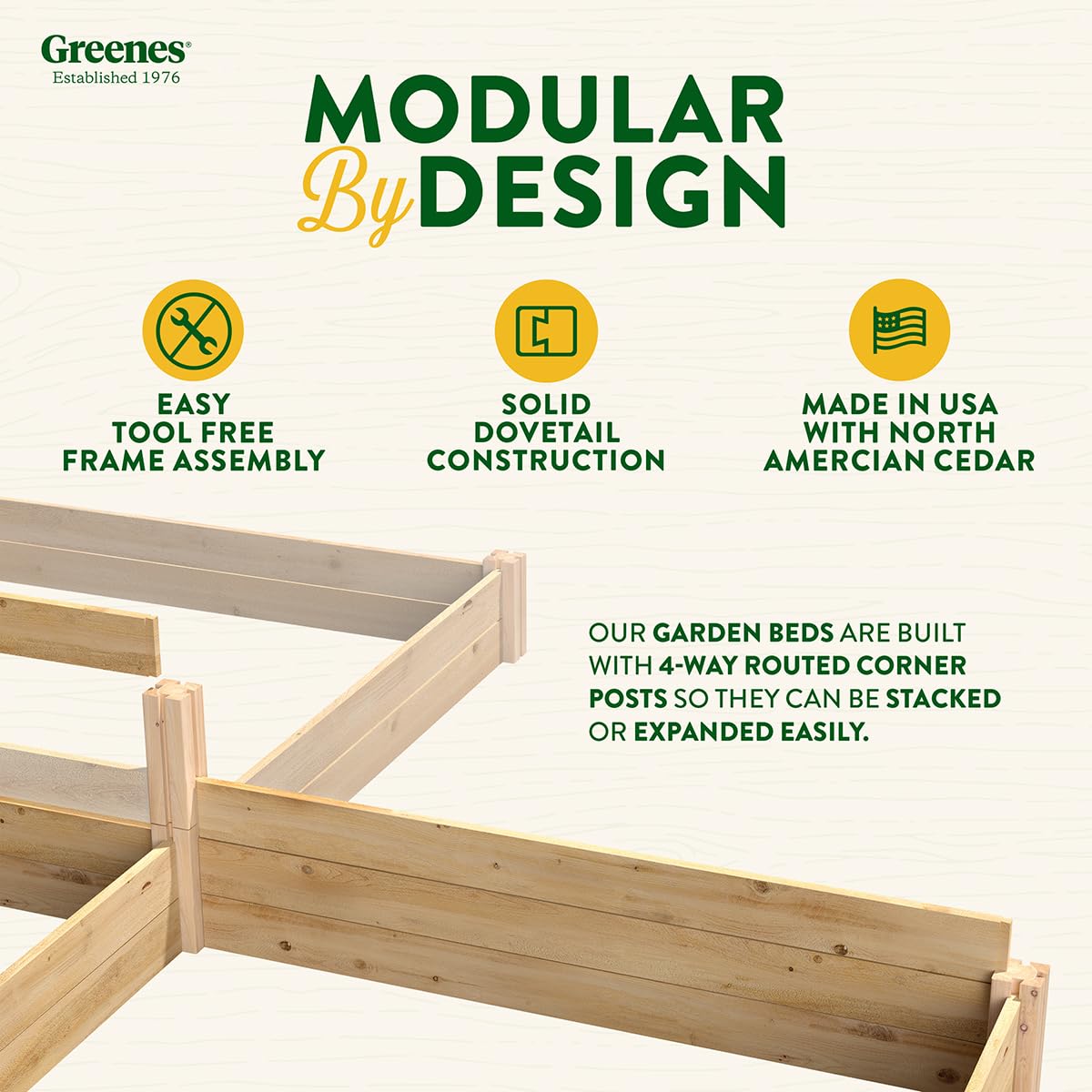 Greenes Fence Original Cedar Raised Garden Bed with CritterGuard Fence System, 4' x 8' x 14" - Made in USA with North American Cedar Greenes Fence