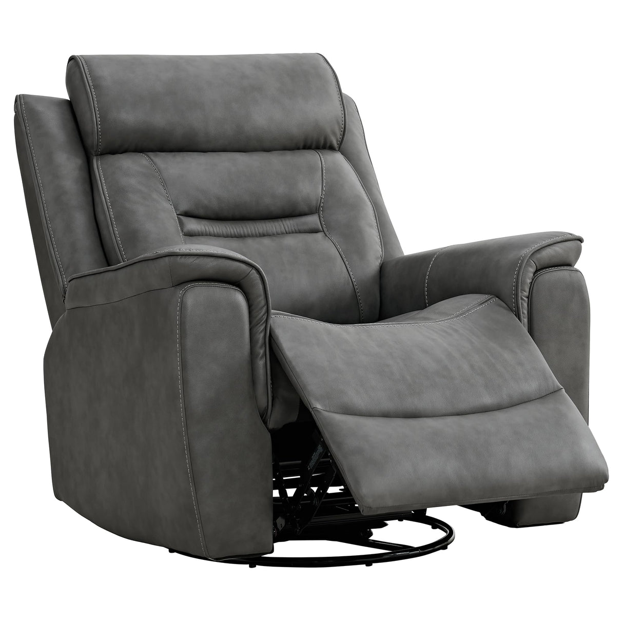 KISLOT Leather Recliner Chair, 360° Swivel Rocker for Adults Manual Rocking Reclining Chair with Adjustable Backrest Footrest for Living Room Bedroom Home Theater Seating KISLOT