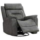 KISLOT Leather Recliner Chair, 360° Swivel Rocker for Adults Manual Rocking Reclining Chair with Adjustable Backrest Footrest for Living Room Bedroom Home Theater Seating KISLOT