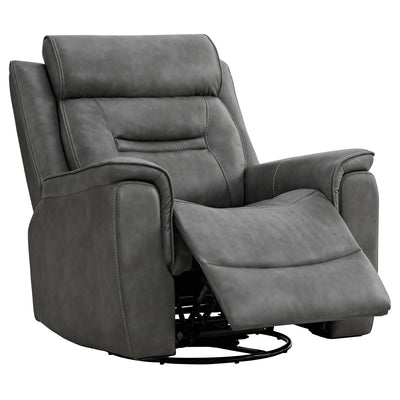 KISLOT Leather Recliner Chair, 360° Swivel Rocker for Adults Manual Rocking Reclining Chair with Adjustable Backrest Footrest for Living Room Bedroom Home Theater Seating