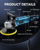 Buffer Polisher Kit for Car - 1600w 6/7 Inch Rotary Polisher Buffer Waxer,7 Variable Speed 2500-5000rpm,Detachable Handle Buffing Machine for Car Boat Sanding Polishing Waxing Orgpek