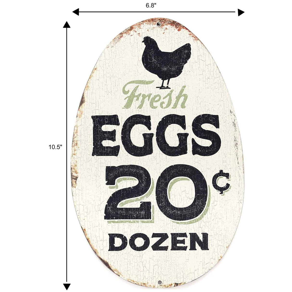 Rustic Fresh Eggs Metal Sign - Farmhouse Wall Art for Chicken Coop, Dining Room, or Kitchen Open Road Brands