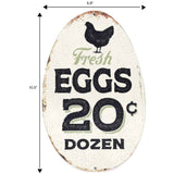 Rustic Fresh Eggs Metal Sign - Farmhouse Wall Art for Chicken Coop, Dining Room, or Kitchen Open Road Brands