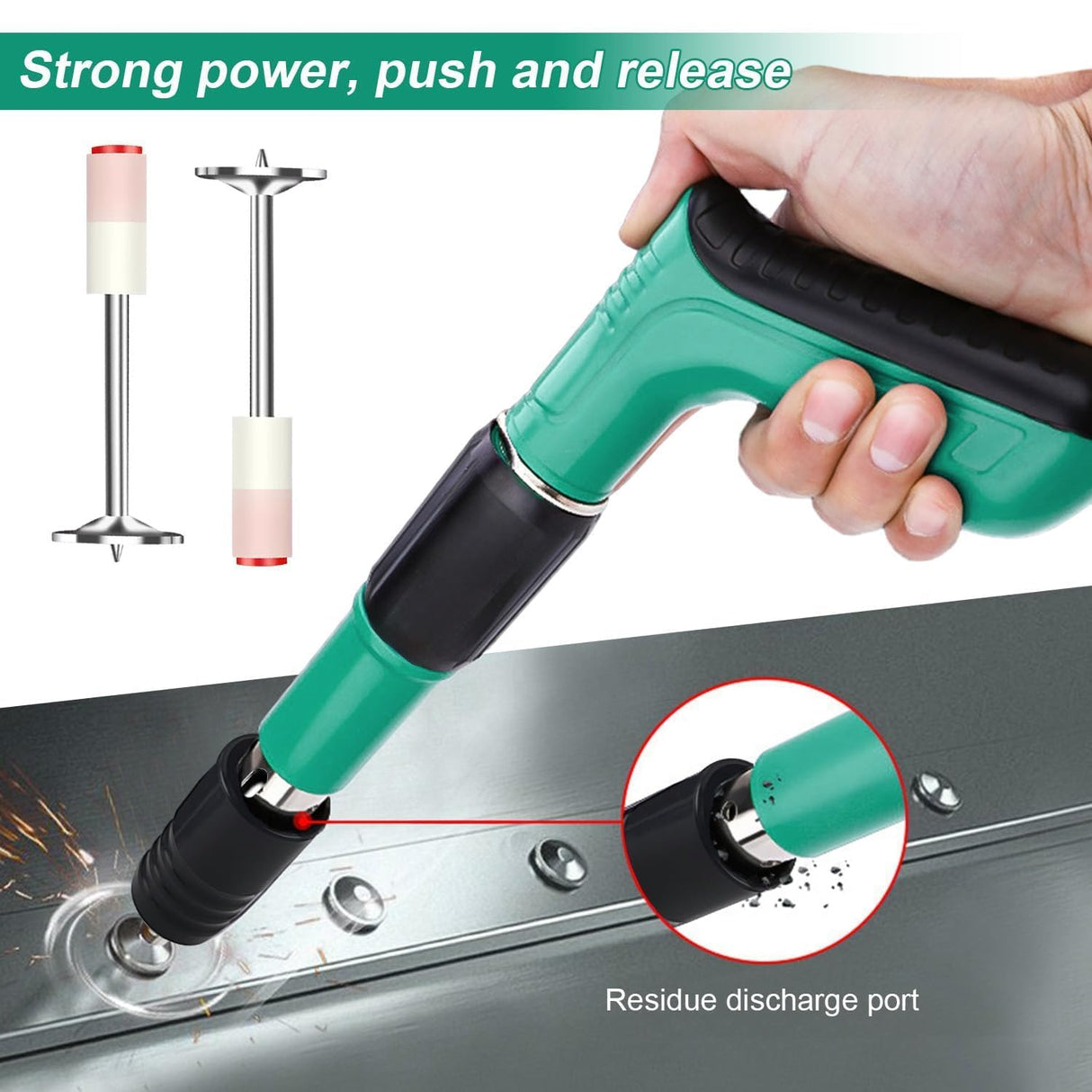 Concrete Manual Nail Gun Kit with 200 Round Nails, Mini Steel Nail Gun, Pistola De Clavos, Air Nailer Combo Kit, Pistola de Fijación - Easy to Use with Protective Gear Included QZQUFJ