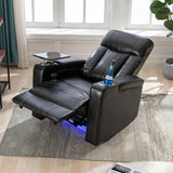 Merax Electric Power Lift Recliner Chair with USB Charging Port & Cell Phone Stand & Arm Storage & 2 Cup Holders & 360°Swivel Tray Table, Elderly Lazy Boy Leather Sofa Seating for Home Theater, Black Merax