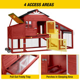 Aivituvin Chicken Coop Mobile Chicken House on Wheels Expandable Wooden Poultry Cage with Large Nesting Box Leakproof Pull-Out Tray Rabbit Hutch Bunny Cage,UV-Resistant Roof Aivituvin