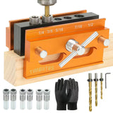 Self Centering Doweling Jig Kit - Adjustable Width Dowel Jig Kit for Straight Holes, Biscuit Joiner Set, 6 Bushings, 3 Size Drill Bits - Woodworking Precision Tool TIMBUTUS