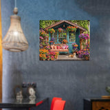 Flower House Paint by Numbers Kit for Adults Garden Adult Paint by Number Kits On Canvas Dog Village Oil Painting Kit for Beginners Adults' Paint-by-Number Kits for Gift Home Wall Decor 16x20 Inch Lovepefe