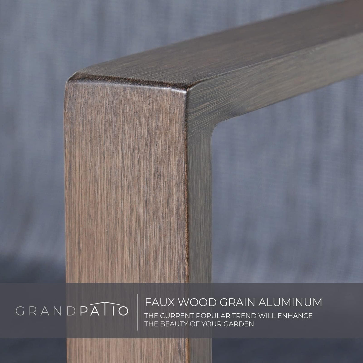 Grand patio 7 Piece Outdoor Dining Set with Faux Wood Grain Finish, Modern Alunimum Table and Chairs for 6 with Market Umbrella Hole for Garden, Backyard,Poolside,Lawn,Porch,Deck,Yard,Dark Brown Grand patio