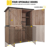 Aivituvin Outdoor Storage Shed Upgraded with Strong Metal Frame Garden Tool Shed Storage House Cabinet with Adjustable Shelfs and Wooden Floor 4.6 x 2.42FT (Dark Brown) Aivituvin