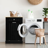 AHB 13 Gallons Tilt Out Trash Cabinet, Hidden Trash Can Kitchen Wooden Tilt Out Pet Proof Hidden Trash Bin for Kitchen Living Room,Black AHB