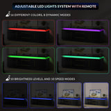 BELLEZE 67" TV Stand for TV up to 75", Modern Entertainment Center with LED Lights Change to Melody of Music, Media Console Table with Cabinets and Drawers for Living Room, Bedroom - Studio (Black) BELLEZE