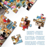 Funny Dog Puzzle Beach Dogs Puzzles 1000 Pieces for Adults, Animal Jigsaw Puzzles for Adults Vacation, Holiday Puppy Bulldog Jigsaw Puzzle Family Collage Puzzles as Home Decor BBOLDIN