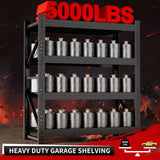 Kobito 5000LBS Storage Shelves, 59" W Garage Shelving Heavy Duty Adjustable Shelving Units, 4 Tier Metal Garage Shelves Industrial Shelving for Garage, Warehouses, Basement, Black Kobito