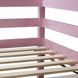 Bellemave Twin Loft Bed with Desk,Loft Bed for Kids, Boys, Girls,Wooden Loft Bed Frame,Built in Desk and Ladder, Pink（Rubber Wood） Bellemave