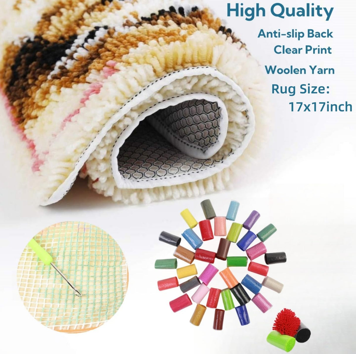 Generic Cute Cartoon Sea Turtle Latch Hook Kits Mini Rug DIY Handmade Crochet Yarn Needlework Hook and Latch Kit Printed Canvas Carpet Cushion Cover Home Christmas Decoration 30x30cm(3) Generic