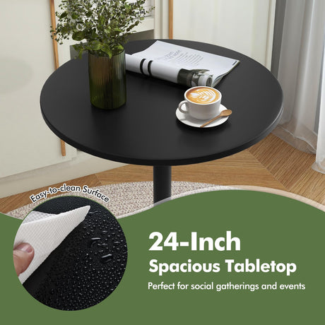 COSTWAY Round Bistro Table Set of 2, Height Adjustable Bar Height Cocktail Table, High Top Pub Table Snack Table with Heavy-Duty Metal Base for Home Bar, Dining Room, Restaurant, Black COSTWAY