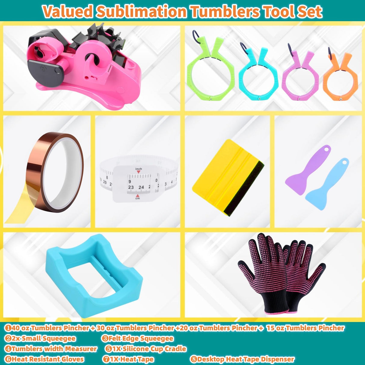 4 Size Tumbler Clamp for Sublimation,Silicone Cup Cradle for Crafting Tumblers,Sublimation Cup Holder Clamp for 15oz 20oz 30oz 40ozCups,Mug Clamps for Sublimation(4Size(15/20/30/40.OZ) Super Set) WAQONUY