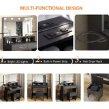 Vabches Makeup Vanity with Lighted Mirror & Power Outlet, White Vanity Set Vanity Desk, Clearance Makeup Vanity 3 Lighting Colors, Brightness Adjustable, 31.5in(W) Vabches