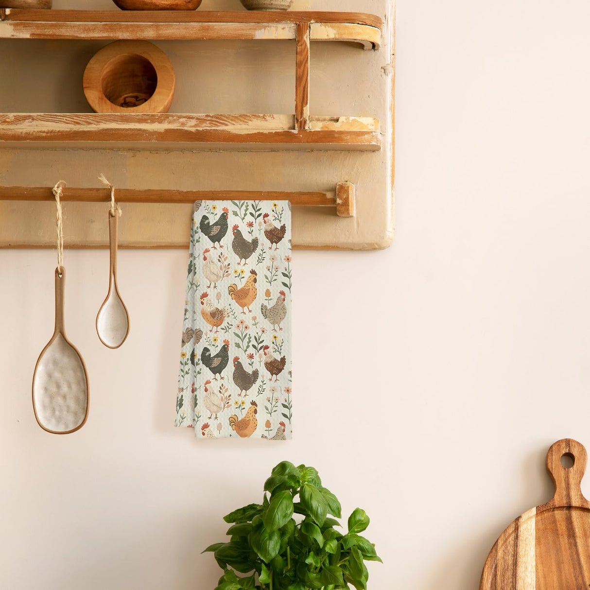 HUGANE Farmhouse Chicken Rooster Kitchen Towels, Chicken Dish Towels, Rooster Decor Hand Towel for Bathroom Kitchen Decor, Cock Mom Lady Gifts, 16x24 Inch HUGANE