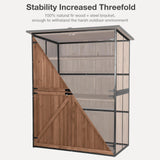 MEDEHOO Outdoor Storage Shed with Floor - Waterproof Natural Fir Cabinet with Adjustable Shelves and Double Lock for Anti-Theft - Suitable for Storing Garden Tools, and Household Debris (Deep Brown) MEDEHOO
