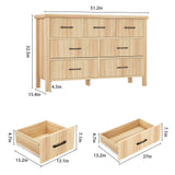 Jocoevol Fluted 7 Drawers Dresser for Bedroom, Boho Chest of Drawers with Metal Handle, Wood Dresser TV Stand, Wooden Closet Clothes Storage Organizer for Living Room, Hallway (Natural Oak) Jocoevol