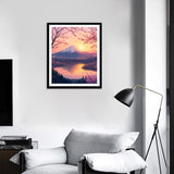 ARNLRDYA Mount Fuji Paint by Number Kits for Adults Beginner, Cherry Blossoms Paint by Numbers, Floral Sunset Acrylic Painting for Gift Home Decor(16×20inch, Unframe) ARNLRDYA