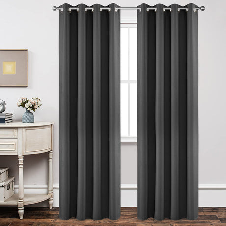 Joydeco Extra Long Curtains, Blackout Curtains 108 Inches Long 2 Panels Set, 108 Inch Curtains, Room Darkening Grommet Darpes for Living Room Bedroom Window (W52 x L108 Inch, Dark Grey) Joydeco