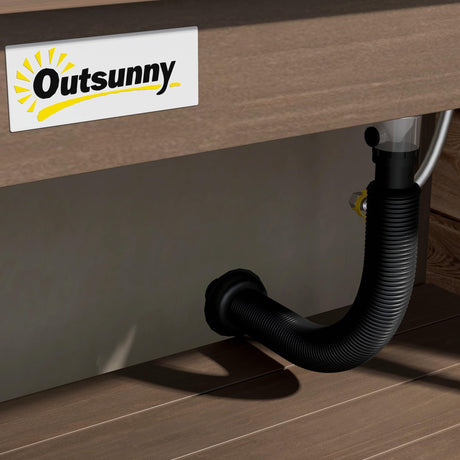 Outsunny Outdoor Wooden Potting Bench Table with Sink and Water Tap, Garden Workstation with Storage Cabinet, Storage Shelves for Backyard, Patio, Balcony, Dark Brown Outsunny