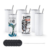 AGH 6 Pack 15OZ Sublimation Tumblers Straight Cups,Double Wall Vacuum Insulated Sublimation Tumblers with Straw,Polymer Coating for Heat Transfer AGH